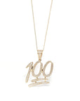 Baikalla Jewelry 14K Pure Yellow Gold Pendant 14K Yellow Gold "100" Pendant Necklace With VS1 Diamonds
