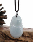 Baikalla Jewelry Jade Pendant Necklace Genuine Lavender Jadeite Jade "Good Luck HuLu with Dragon" Pendant Necklace With Real Jadeite Bead Necklace