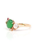 Baikalla Jewelry Jadeite Engagement Ring Baikalla™ "Karla" 18k Rose Gold Natural Imperial Jadeite Engagement Ring With Rubies & Diamonds