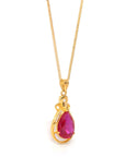 Baikalla Jewelry gemstone jewelry 24k Yellow Gold Lab Created Ruby & CZ Pendant Necklace