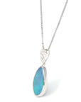 Baikalla Jewelry Gemstone Pendant Necklace Baikalla™ Sterling Silver Freeform Australian Blue Opal Bezel Set Necklace