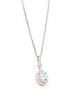 Baikalla Jewelry Gold Aquamarine Ring 14k White Gold Genuine Oval Aquamarine AA Pendant Necklace With Diamond