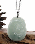 Baikalla Jewelry Jade Guanyin Pendant Necklace Genuine Ice Blue Jadeite Jade RuYi Pendant Necklace With Real Jadeite jade Beads Necklace