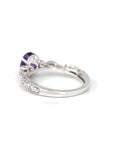 Baikalla Jewelry Gold Amethyst Ring 14k White Gold Genuine Amethyst Ring with Diamonds