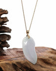 Baikalla Jewelry Jade Pendant Natural Ice Lavender Jadeite Jade Shou Tao ( Longevity Peach ) Necklace With 14k Yellow Gold Bail