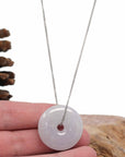 Baikalla Jewelry Jade Pendant Necklace Baikalla "Good Luck Button" Necklace Light Lavender Jadeite Jade Lucky Ping An Kou Necklace