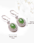 Baikalla Jewelry Silver Gemstone Earrings Baikalla™ "Classic Double Halo" Sterling Silver Genuine Nephrite Green Jade Dangle Earrings