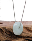 Baikalla Jewelry Jade Pendant Necklace Baikalla "Good Luck Button" Necklace Light Green Jadeite Jade Lucky Ping An Kou Necklace