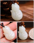 Baikalla Jewelry Jade Pendant Genuine Nephrite White Jade Cute Fox Pendant Necklace