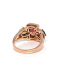 Baikalla Jewelry 14K Gold Tourmaline Ring 18K Rose Gold 3 Stone Natural AAA Tourmaline Ring with VS1 Diamonds