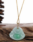 Baikalla Jewelry Jade Buddha Pendant Baikalla™ "Laughing Buddha" Genuine Green Jadeite Buddha Necklace With 14k Yellow Gold Diamond Bail