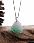 Baikalla Jewelry Jade Buddha Pendant Baikalla™ "Laughing Buddha" Genuine Green Jadeite Buddha Necklace With 14k White Gold Diamond Bail