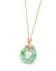 Baikalla Jewelry 18k Gold Jadeite Necklace Baikalla™ "Good Luck Birdie" 18k Rose Gold Genuine Burmese Jadeite Lucky Pendant Necklace With AA Ruby & Diamond
