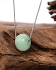 Baikalla Jewelry Jade Pendant Necklace Baikalla™ "Good Luck Button" Necklace Real Blue-Green Jade Lucky TongTong Pendant Necklace