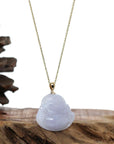 Baikalla Jewelry Gold Jadeite Jade Pendant Necklace Natural Burmese Jadeite Jade Happy Buddha With 14k Yellow Bail
