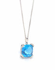 Baikalla Jewelry gemstone jewelry 18k White Gold Genuine Cushion Cut London Blue Topaz & Diamonds Pendant Necklace
