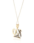 Baikalla Jewelry 24K Pure Yellow Gold Pendant 14K Yellow Gold "100" Pendant Necklace With VS1 Diamonds