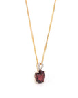 Baikalla Jewelry gemstone jewelry 14k Yellow Gold Natural Oval Garnet Necklace With Diamonds