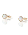 Baikalla Jewelry Gold Opal Earrings Baikalla™ 14k White Gold Natural Australian Light Opal Bezel Set Earrings