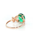 Baikalla Jewelry Gold Sapphire Ring 14k Rose Gold Lab-Created Emerald Ring With CZ