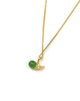 Baikalla Jewelry Gold Jade Necklace 24k Yellow Gold Genuine Green Jade Bead With Leaf Pendant Necklace
