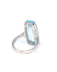 Baikalla Jewelry Gold Topaz Ring 14k White Gold Genuine Swiss Blue Topaz Ring with Diamonds