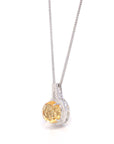 Baikalla Jewelry Gemstone Pendant Necklace 14k White Gold Genuine Fantasy Cut Citrine & Diamonds Pendant Necklace