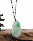 Baikalla Jewelry Jade Guanyin Pendant Necklace Genuine Green Jadeite Jade RuYi Pendant Necklace With Real Ice Jadeite jade Beads Necklace