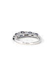 Baikalla Jewelry Gold Sapphire Ring 18k White Gold Natural Blue Sapphire Five Stones Set Band Ring with Diamonds