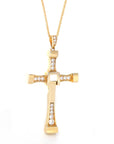 Baikalla Jewelry 18K Yellow Gold Cross Pendant 18K Yellow Gold Cross Pendant Necklace With CZ