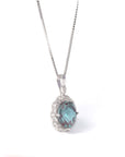 Baikalla Jewelry Gemstone Pendant Necklace Alexandrite Necklace Baikalla™ 14k White Gold Lab Created Alexandrite Faceted Oval Prong Set Necklace With Diamonds