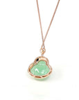 Baikalla Jewelry Gold Jade Buddha Baikalla "Laughing Buddha" 18k Gold Genuine Apple Green Jadeite Jade with VS1 Diamonds