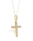 Baikalla Jewelry 24K Pure Yellow Gold Pendant 14K Yellow Gold Cross Pendant Necklace With Diamonds
