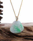 Baikalla Jewelry Jade Buddha Pendant Baikalla™ "Laughing Buddha" Genuine Green Jadeite Buddha Necklace With 14k Yellow Gold Diamond Bail