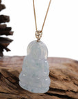 Baikalla Jewelry Jade Guanyin Pendant Necklace Baikalla 14k "Goddess of Compassion" Genuine Burmese Jadeite Jade Guanyin Necklace With Good Luck Design