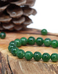 Baikalla Jewelry jade beads bracelet Baikalla Genuine Green Nephrite Jade Round Beads Bracelet Bangle ( 8mm & 9.5mm)