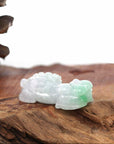 Baikalla Jewelry genuine jadeite carving Genuine Burmese Lavender & Green Jadeite Jade PiXiu Pendant Necklace