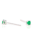 Baikalla Jewelry Gemstone Pendant Necklace Baikalla™ 14k White Gold Emerald Round 4 Prong Stud Earrings