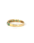 Baikalla Jewelry Gold Emerald Ring 18k Yellow Gold Natural Emerald Seven Stones Set Band Ring with Diamonds