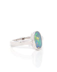 Baikalla Jewelry Gemstone Ring Opal Baikalla™ Sterling Silver Freeform Australian Natural Blue Opal Bezel Set Ring