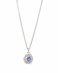 Baikalla Jewelry gemstone jewelry 14k White Gold Natural Blue Sapphire Flower Necklace With Diamond