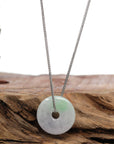 Baikalla Jewelry Jade Pendant Necklace Baikalla "Good Luck Button" Necklace Green and Lavender Jadeite Jade Lucky Ping An Kou Necklace