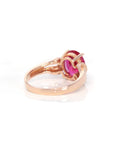 Baikalla Jewelry Gold Sapphire Ring 18k Rose Gold Lab-Created Ruby Ring With CZ