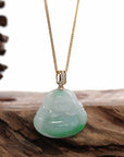 Baikalla Jewelry Jade Buddha Pendant Baikalla™ "Laughing Buddha" Genuine Green Jadeite Buddha Necklace With 14k Yellow Gold Diamond Bail