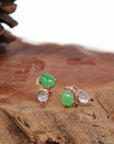 Baikalla Jewelry Gold Jade Earrings 18K Rose Gold Multi Color Jadeite Jade Stud Earrings