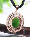 Baikalla Jewelry Silver Gemstone Necklace Rose Gold Plated Sterling Silver Genuine Nephrite Green Jade Pendant