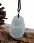 Baikalla Jewelry Jade Pendant Necklace Genuine Lavender Jadeite Jade "Good Luck HuLu with Dragon" Pendant Necklace With Real Jadeite Bead Necklace