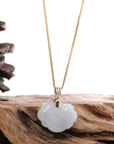 Baikalla Jewelry Jade Pendant 14k Rose Gold Genuine Burmese Light Lavender Jadeite Happiness and Safety (Fu & Pingan) Pendant Necklace