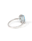 Baikalla Jewelry Gold Topaz Ring 14k White Gold Genuine Swiss Blue Topaz Ring with Diamonds
