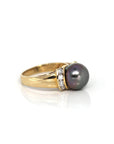 Baikalla Jewelry 18K Gold Tourmaline Ring 5 18k Yellow Gold Cultured Black Pearl Diamond Ring